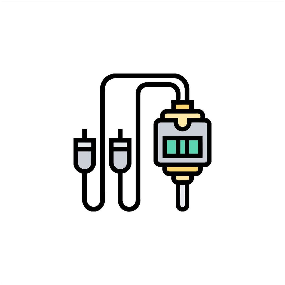 A line drawing of a device with two wires vector