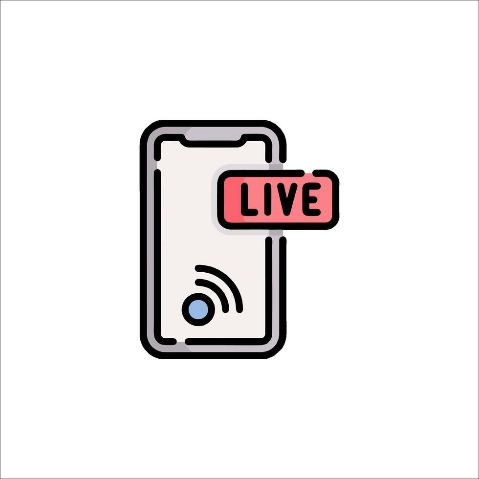 A phone with a live button and a live icon vector