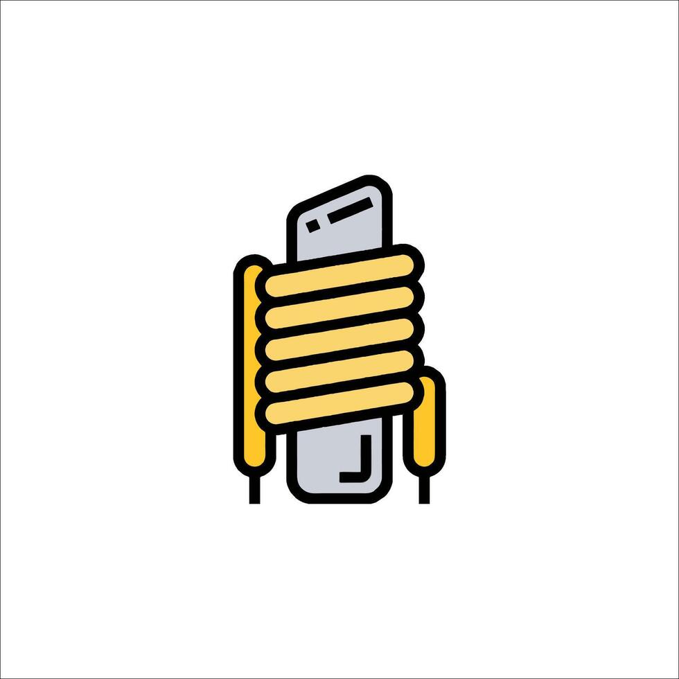 A phone with a cord wrapped around it vector