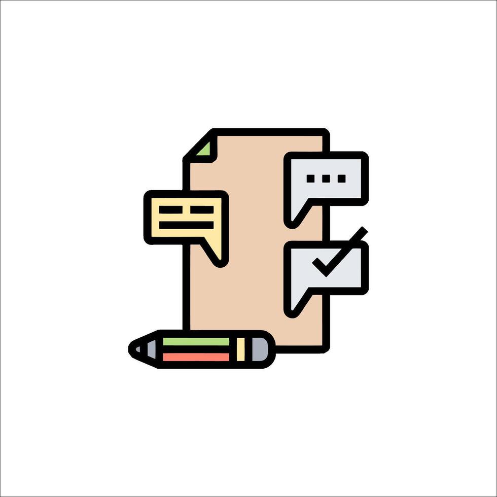A paper document with a pencil and speech bubbles vector