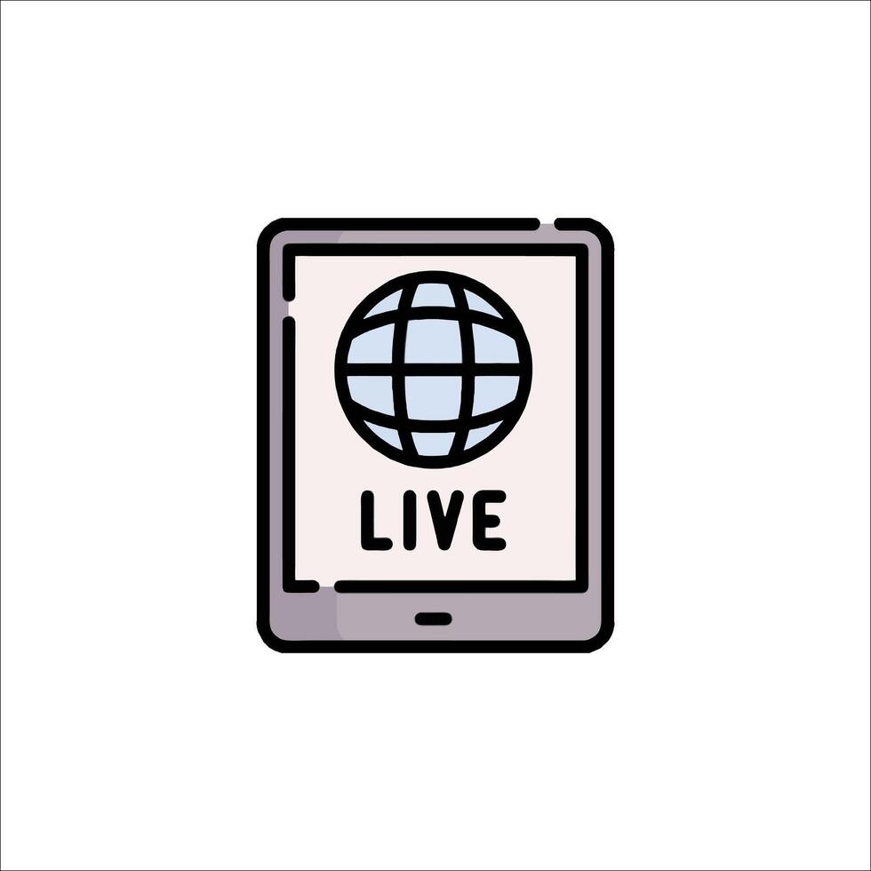 A tablet with the word live on it vector