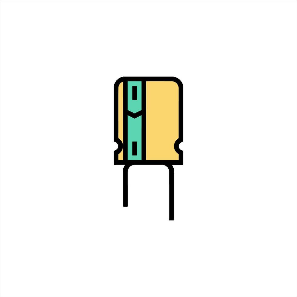 A small electronic device with a yellow and green sticker vector