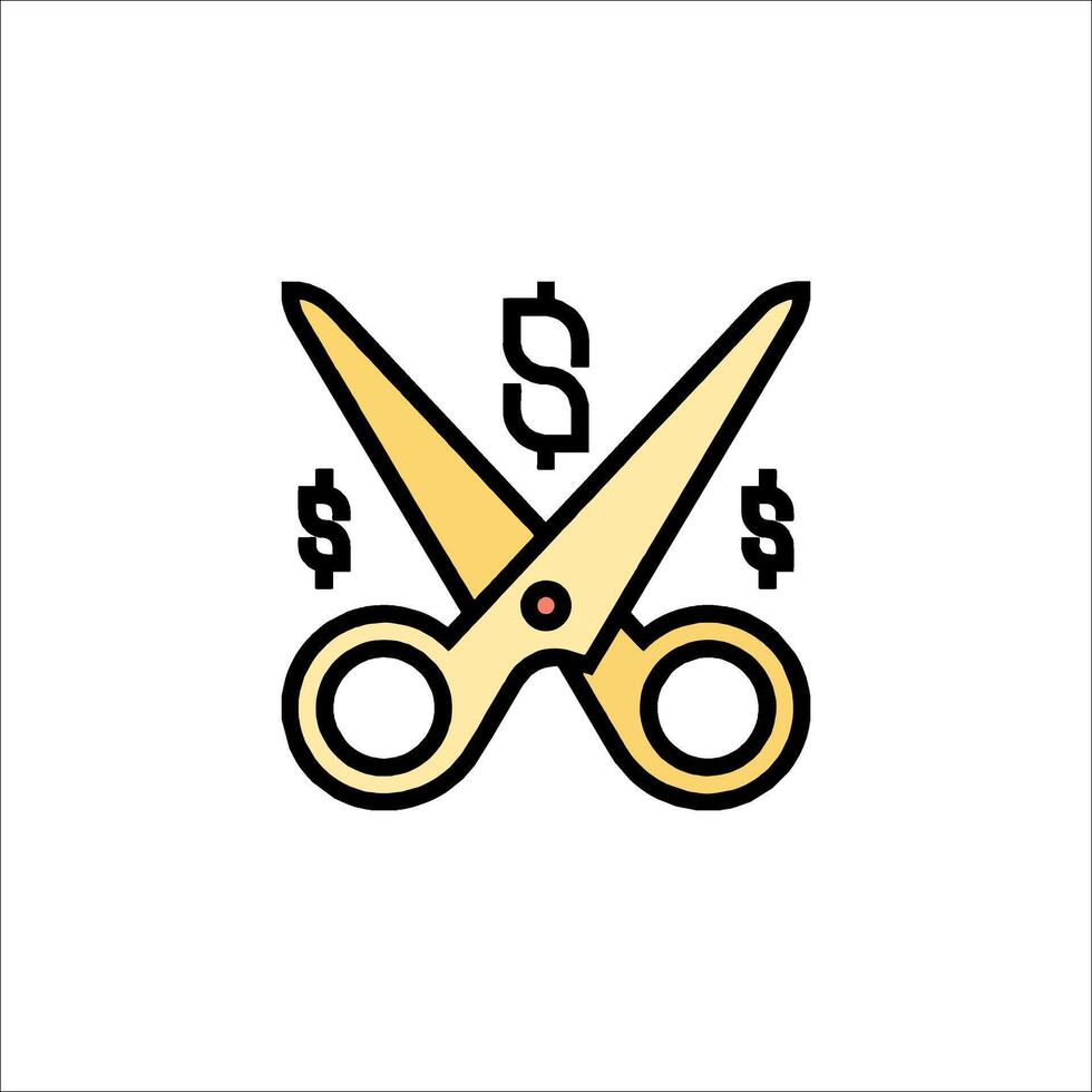 Scissors and dollar sign icon vector