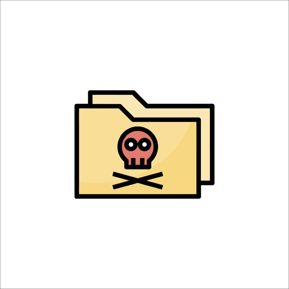 File folder icon with skull and crossbones vector