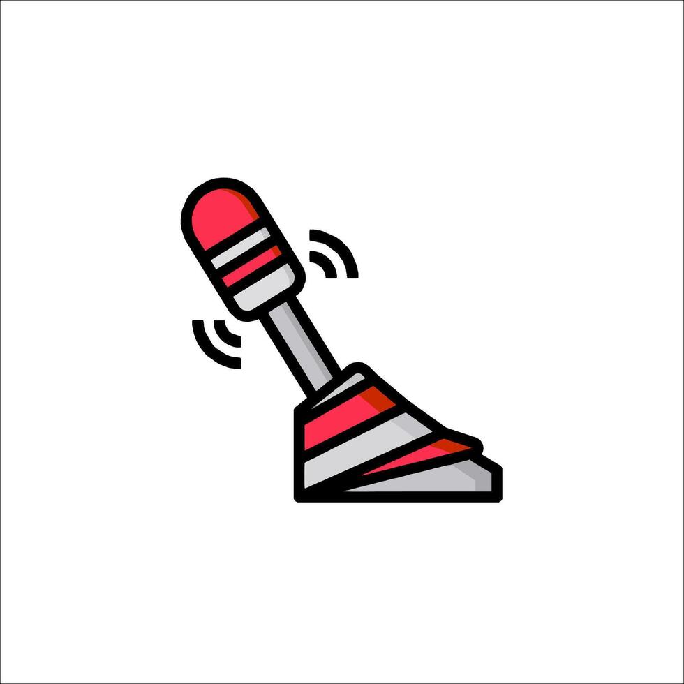 A red and white icon of a vacuum cleaner vector