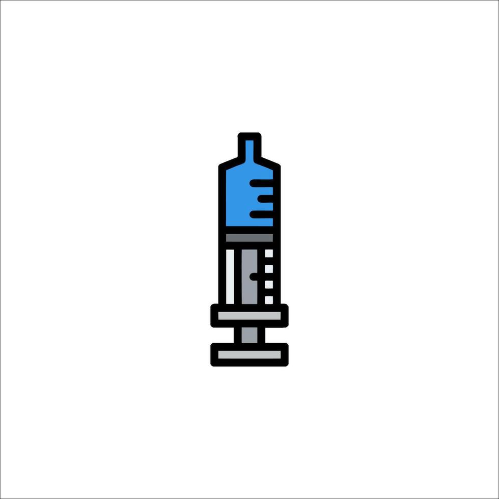 A syringe with a blue and black outline vector