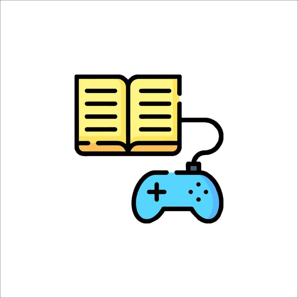 An open book and a controller icon vector