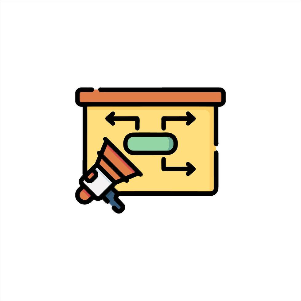 A box with arrows and a megaphone icon vector