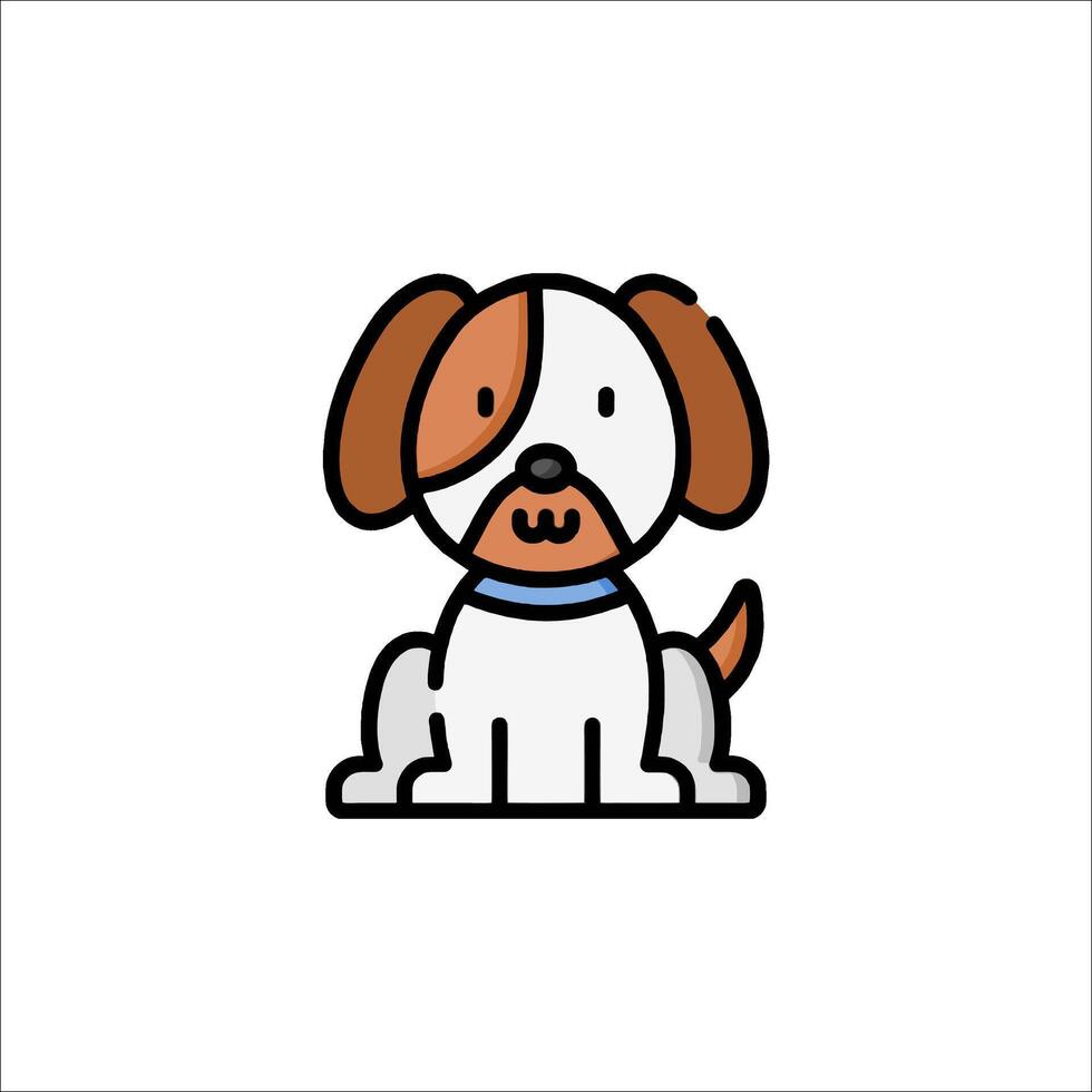 A dog with a blue collar and a brown and white face vector