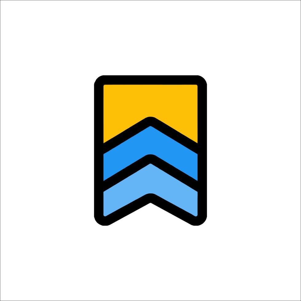 A blue and yellow arrow icon vector