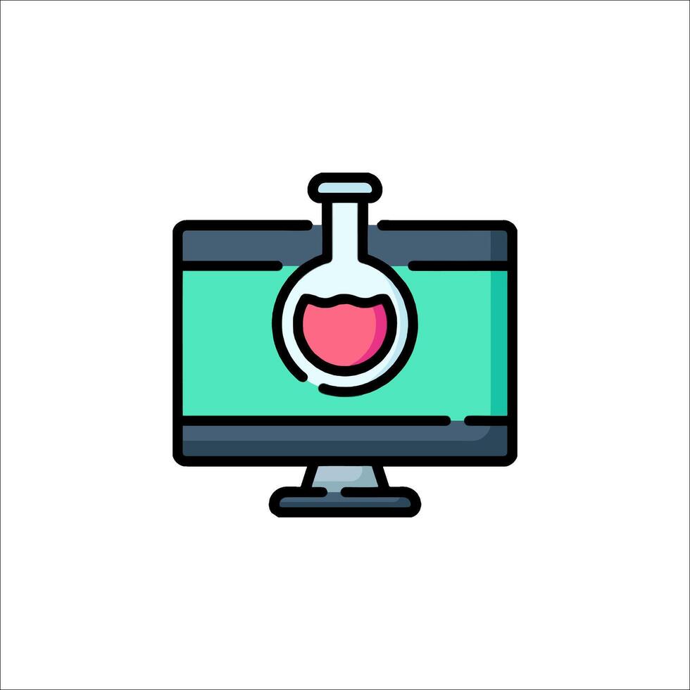 un computadora monitor con un prueba tubo en eso vector