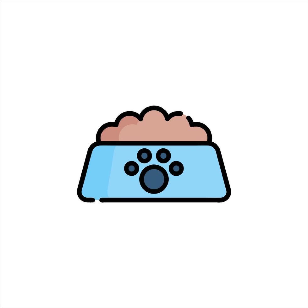 A dog bowl with food in it on a white background vector