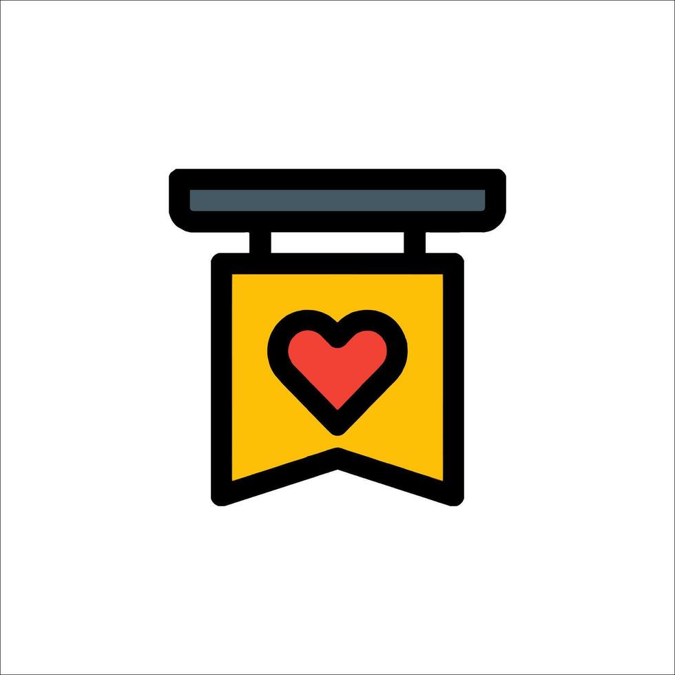 A heart on a banner with a yellow ribbon vector
