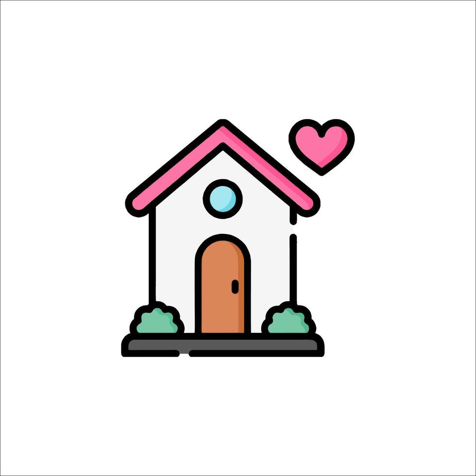 A house with a heart on it and a door vector