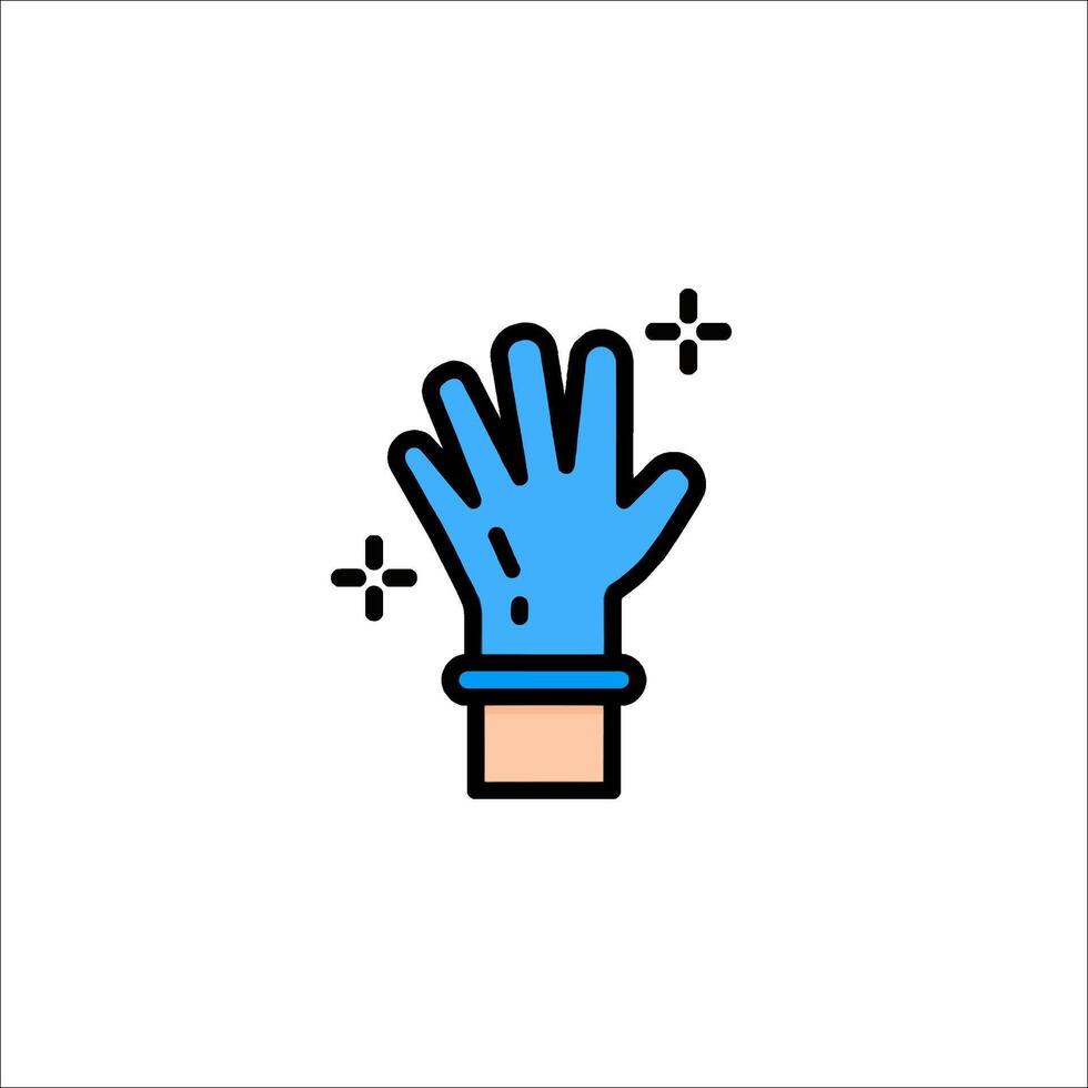 A glove icon with a blue glove on it vector
