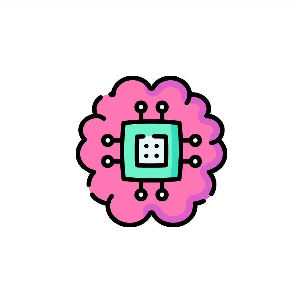 A pink and green flower with a square on it vector
