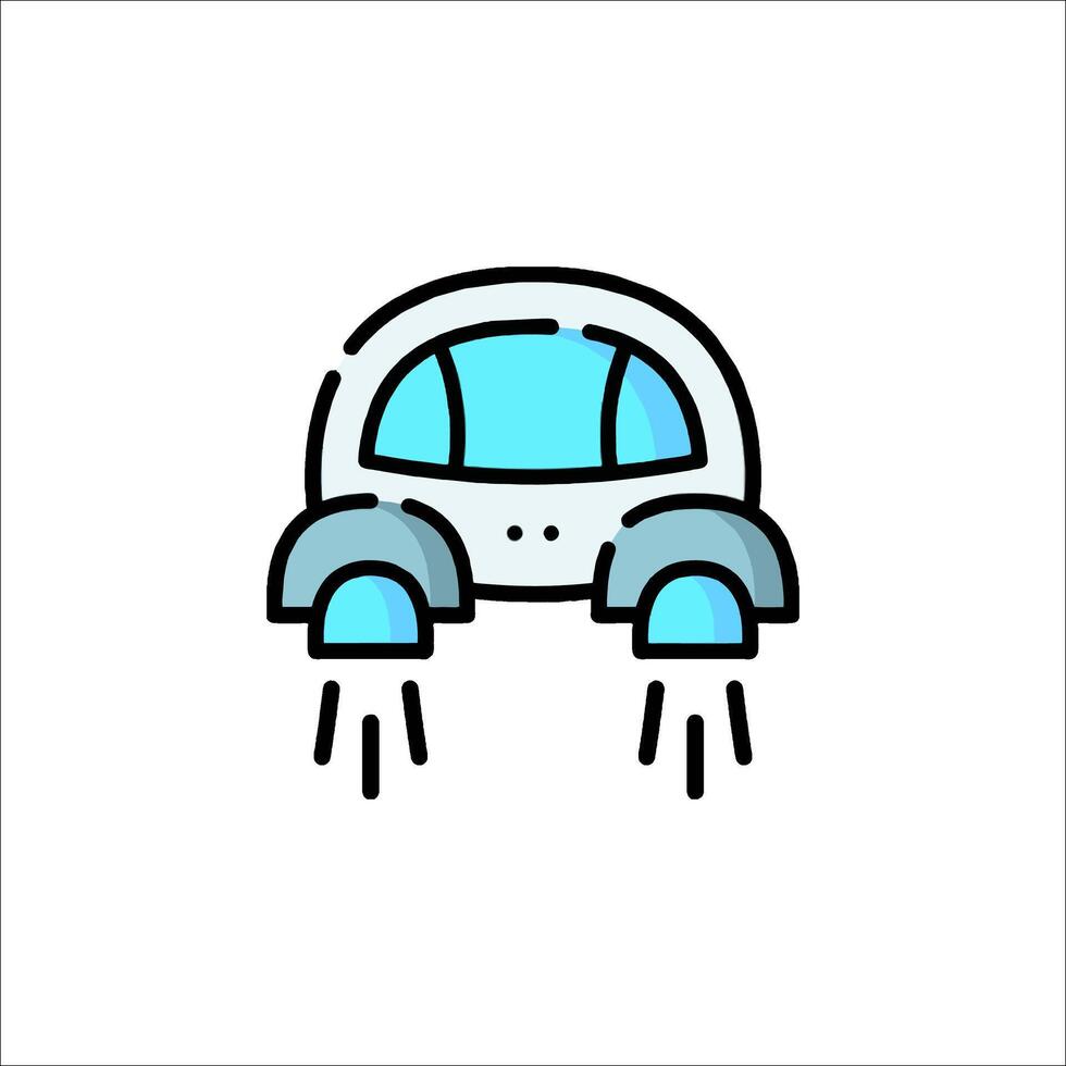 A robot car icon with a blue light vector