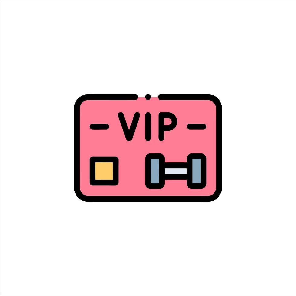 A pink vip card with a barbell on it vector