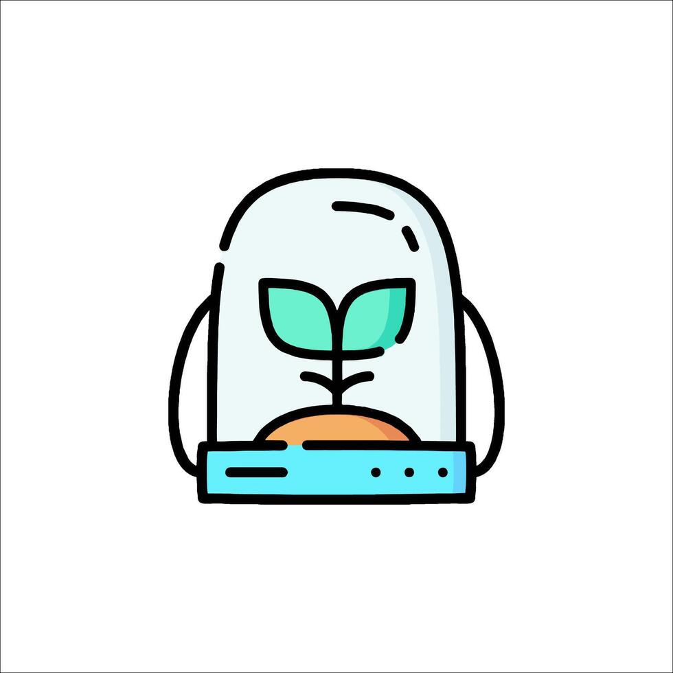 A plant inside a glass jar with a green leaf vector