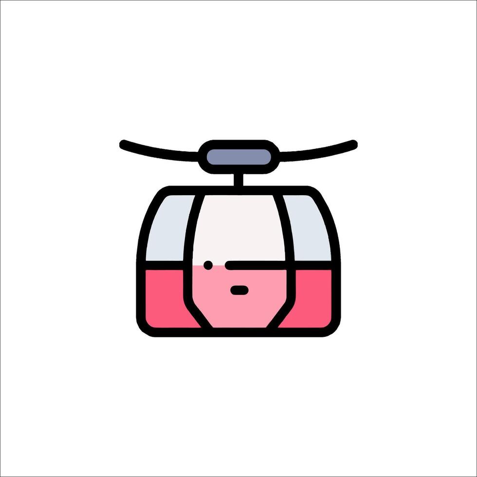 A cable car icon with a pink and white background vector