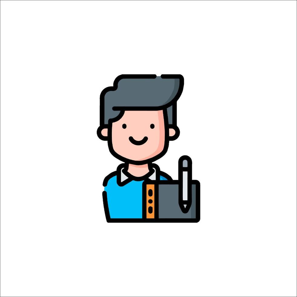 A man holding a pen and a pencil icon vector
