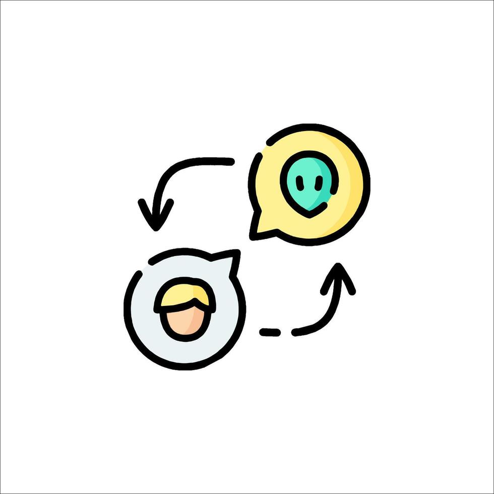 A person is talking to another person in a chat bubble vector