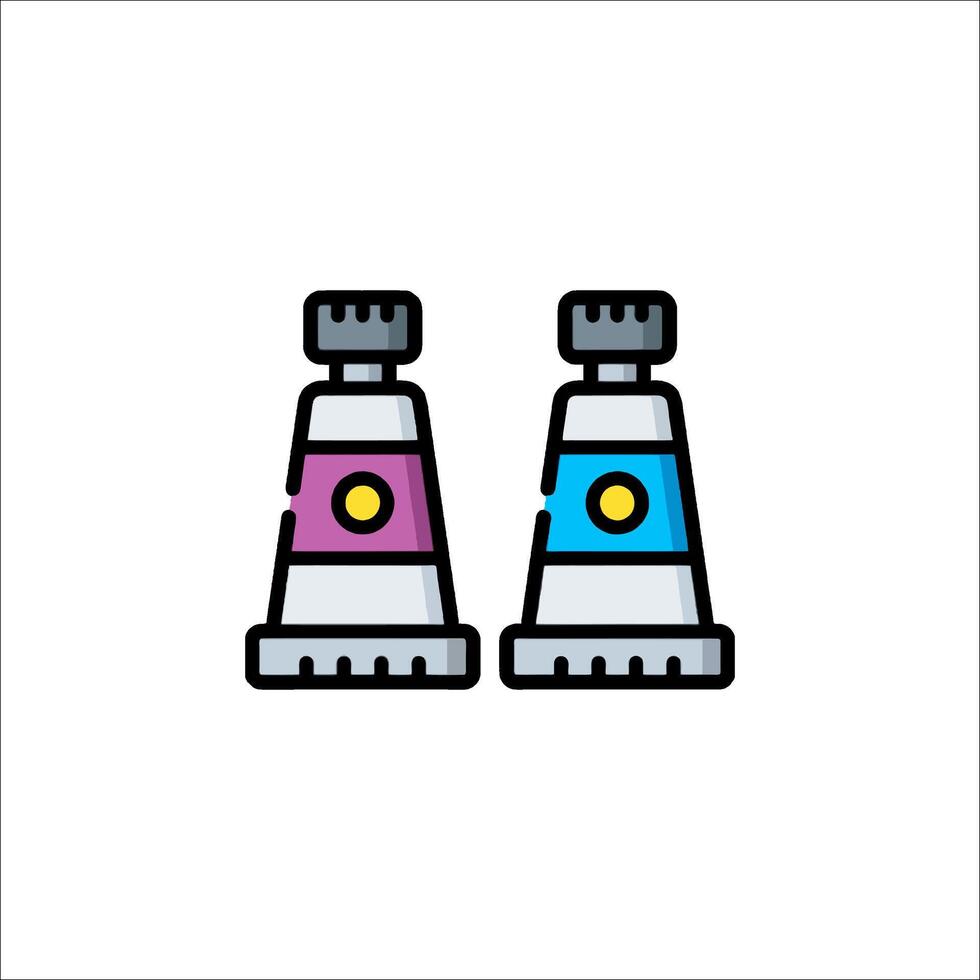 Two tubes of paint are shown in a flat style vector