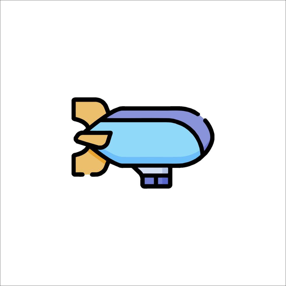 A blue and yellow airship icon on a white background vector