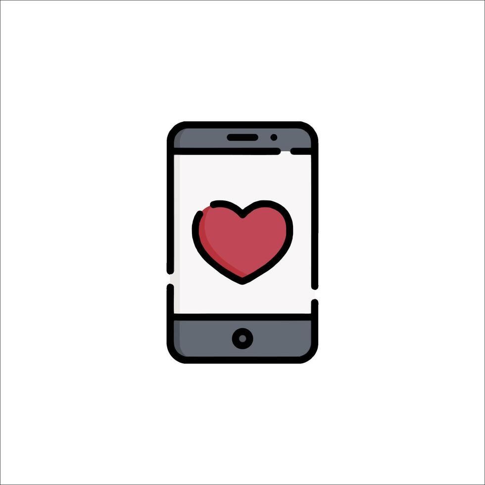 A phone with a heart on it, with a white background vector
