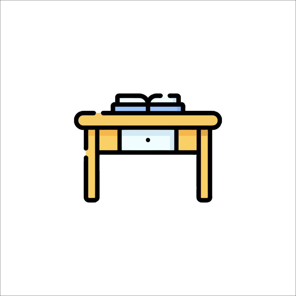 A desk with a book on top and a drawer vector