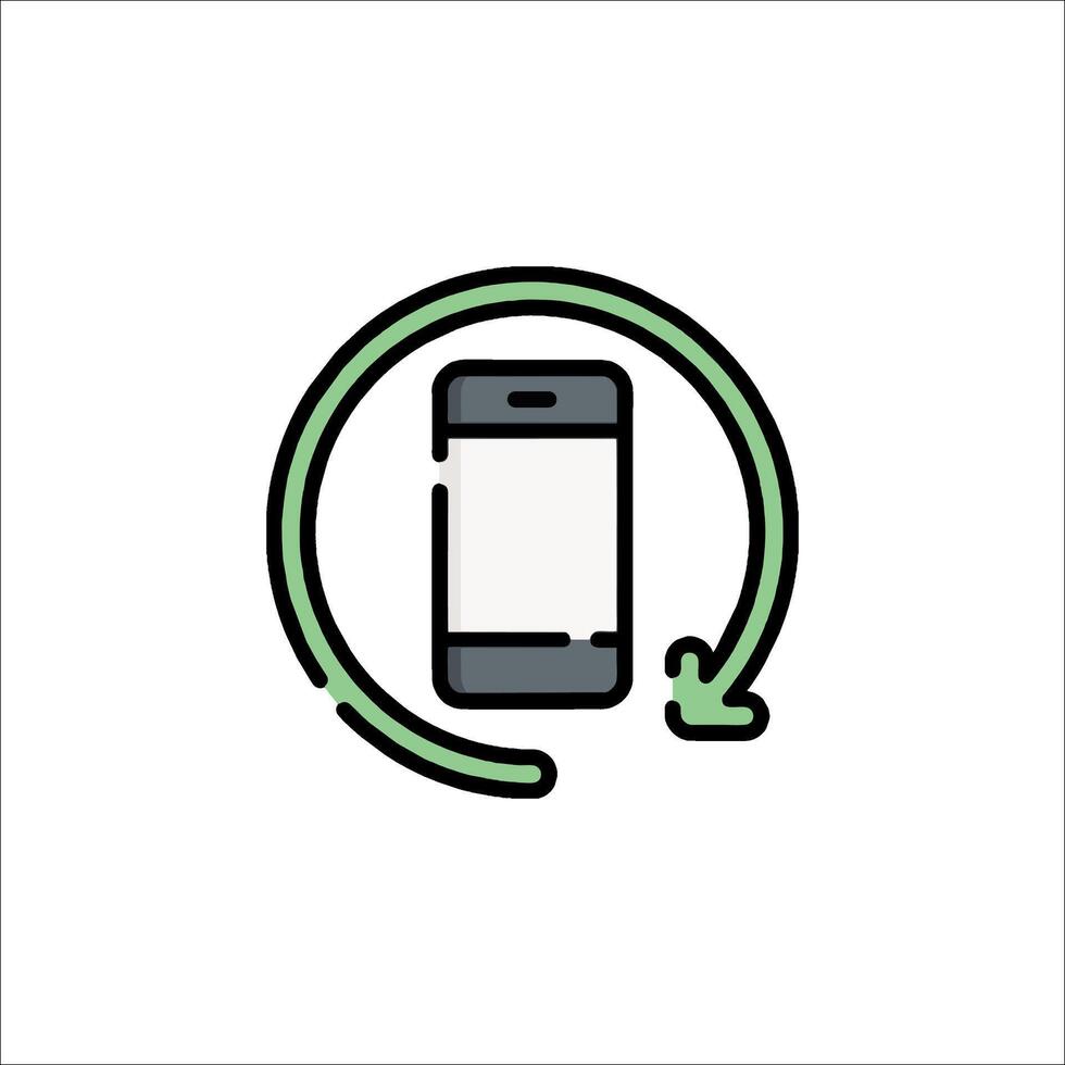 A phone is in a circle with a green arrow pointing to it vector