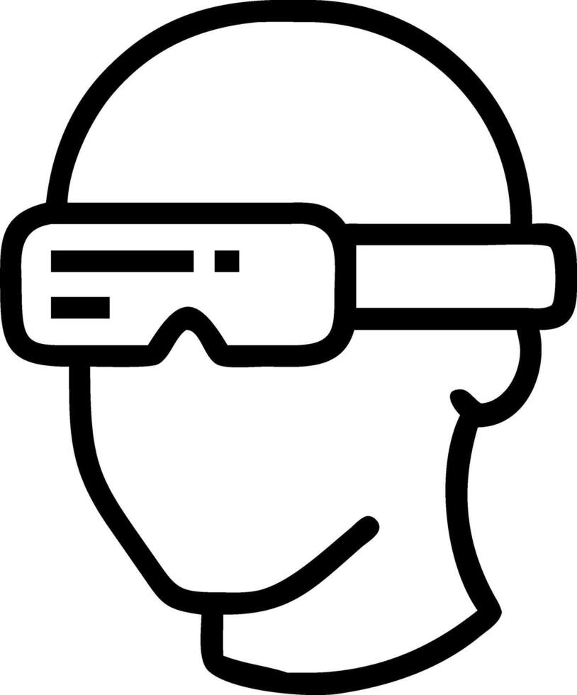 Worker using augmented reality glasses in industrial setting with copy space vector