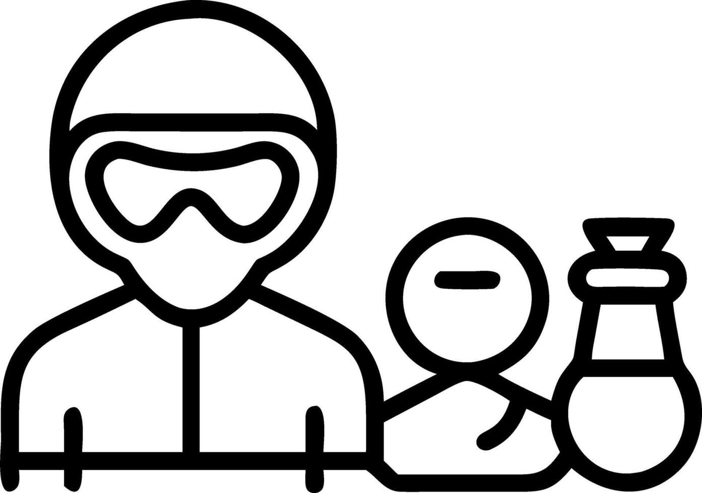 Workers in protective gear examining chemical equipment vector