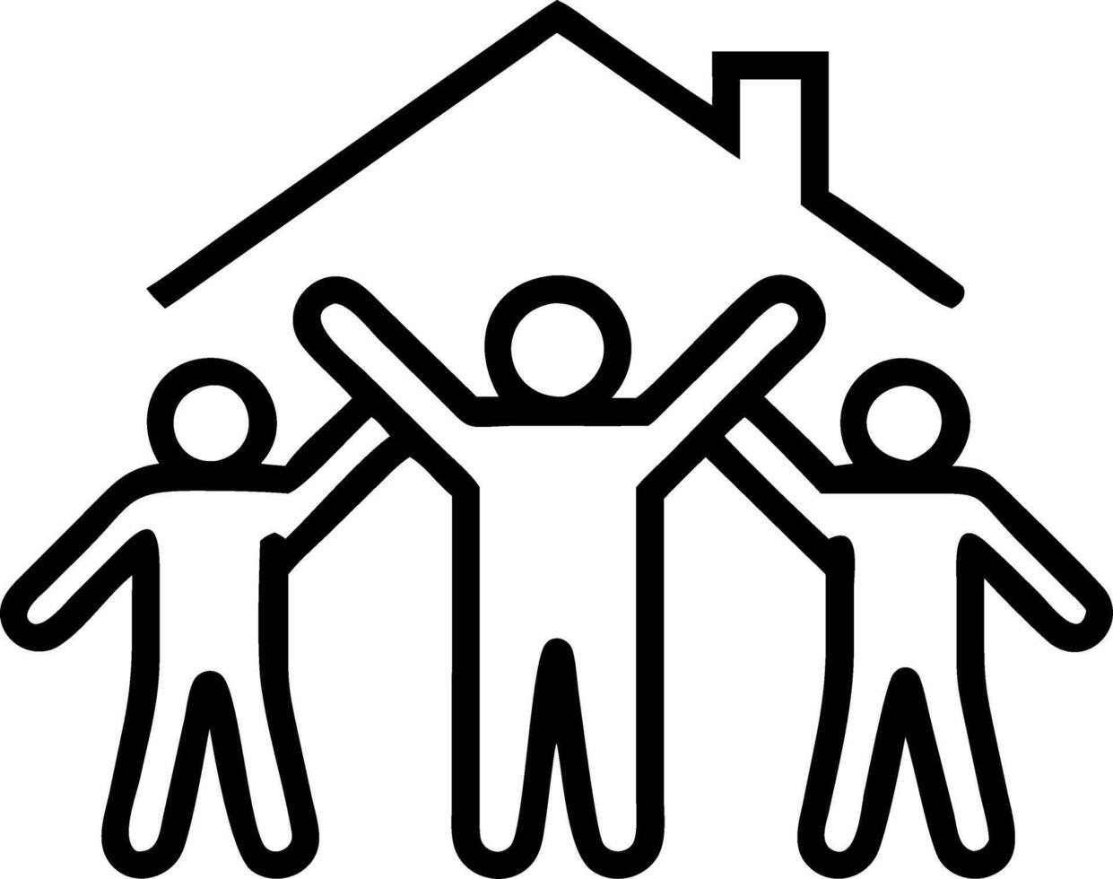 Volunteers from diverse backgrounds building house with copy space vector