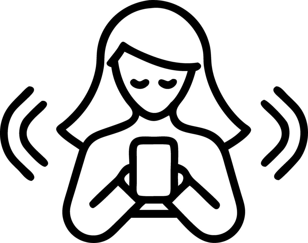 Woman doing a digital detox by turning off her phone copy space on right Set 4 vector