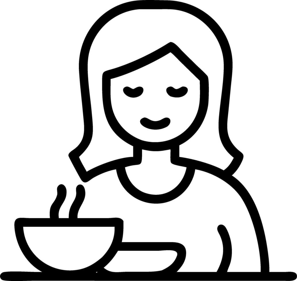 Woman enjoying a healthy breakfast with bokeh background copy space on left Set 2 vector