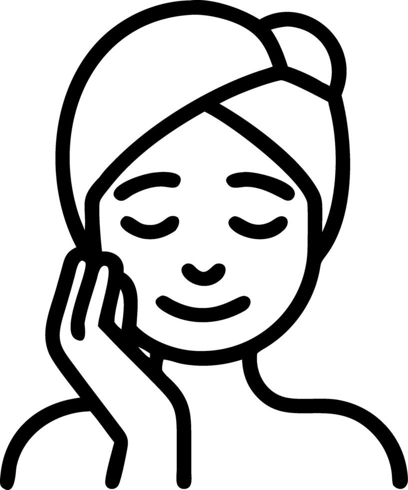 Woman applying a face mask in a stylish bathroom copy space on right vector