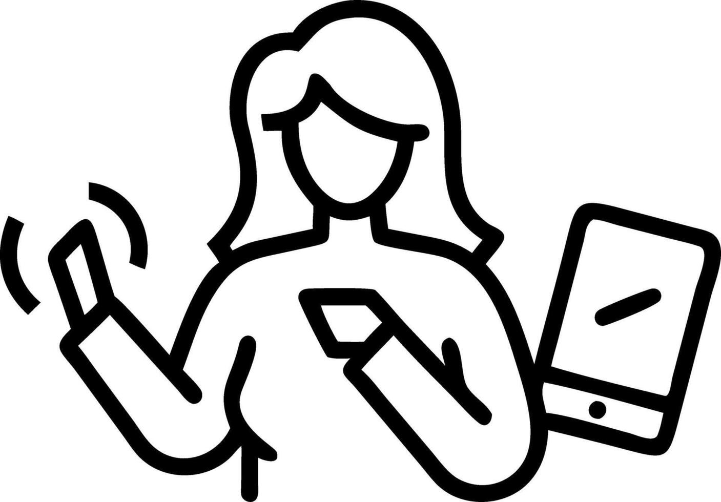 Woman doing a digital detox by turning off her phone copy space on right vector