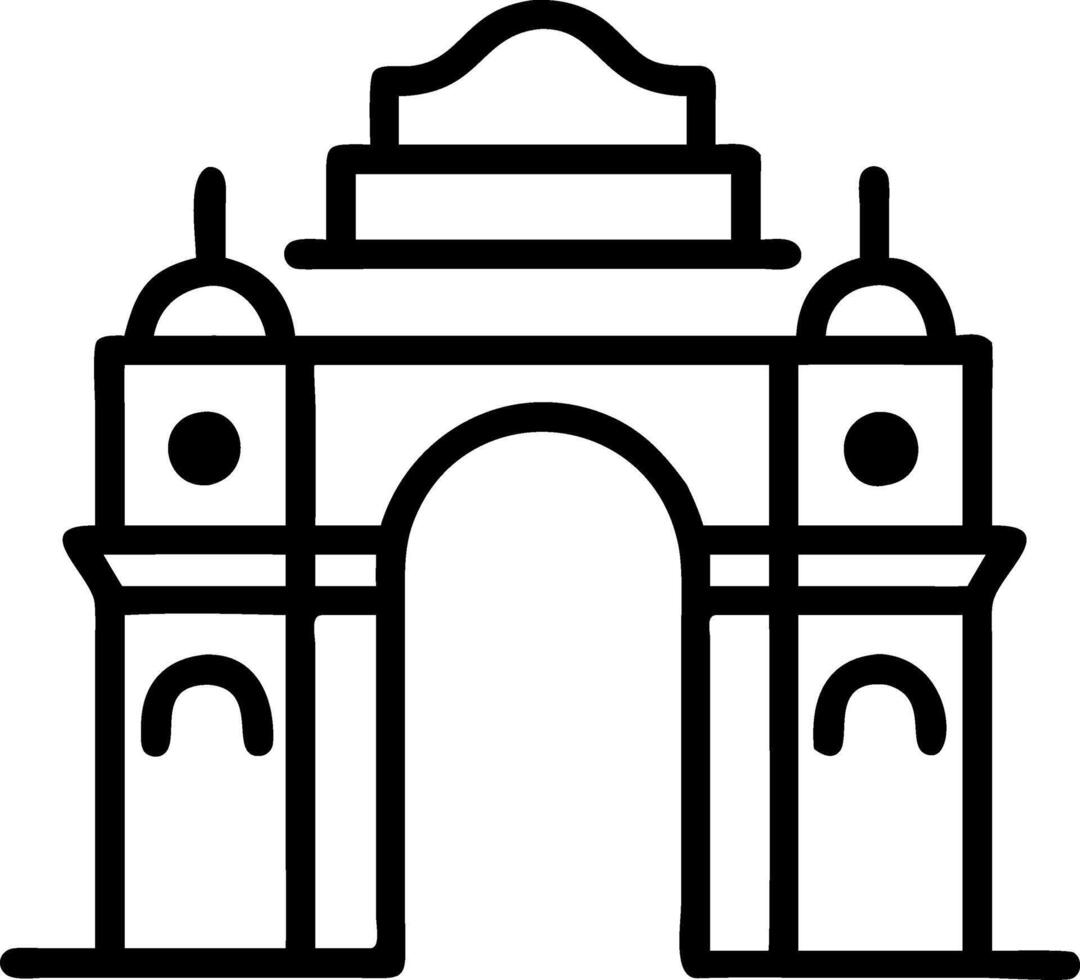 image of India Gate monument with tricolor balloons isolated on white background. vector