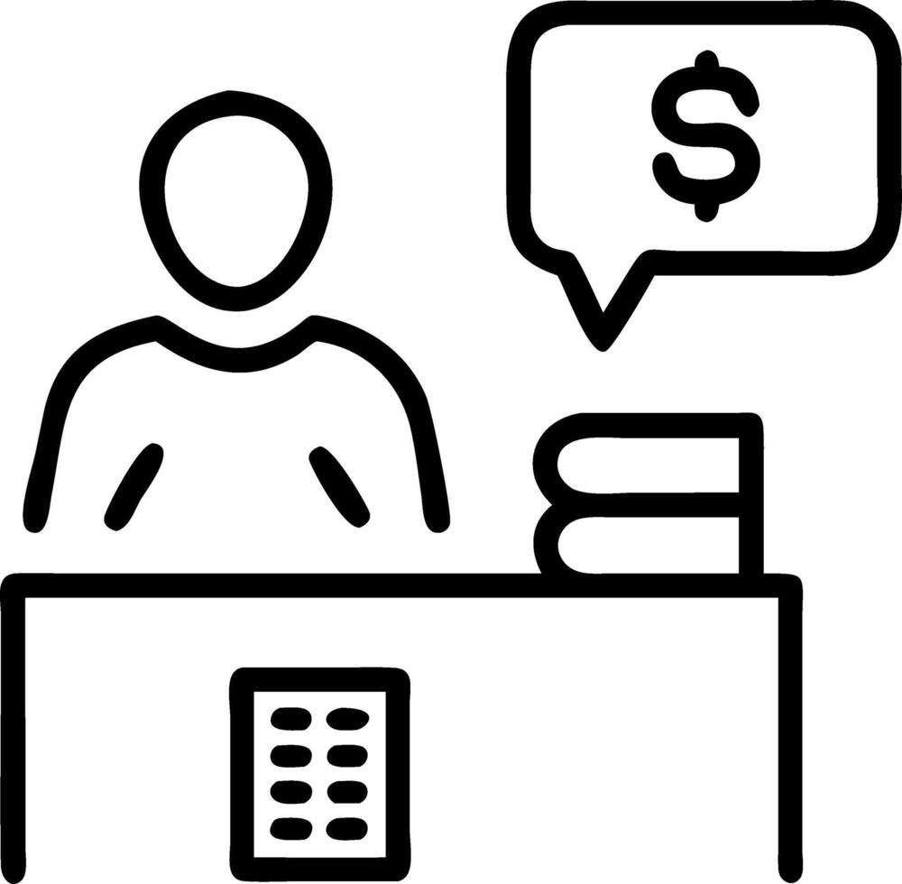 Tour guide calculating trip costs on plain background vector