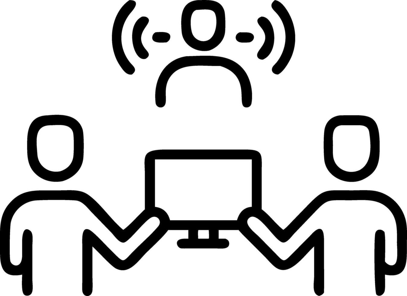 Tech team collaborating with smart devices in a glossy office copy space on left vector