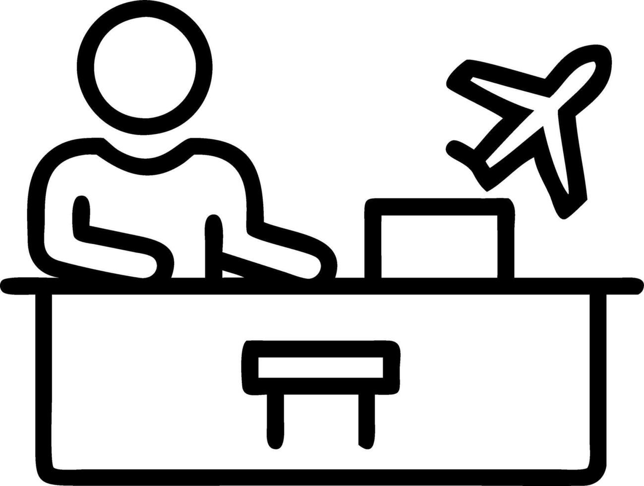 Travel agent calculating trip costs on soft abstract background vector