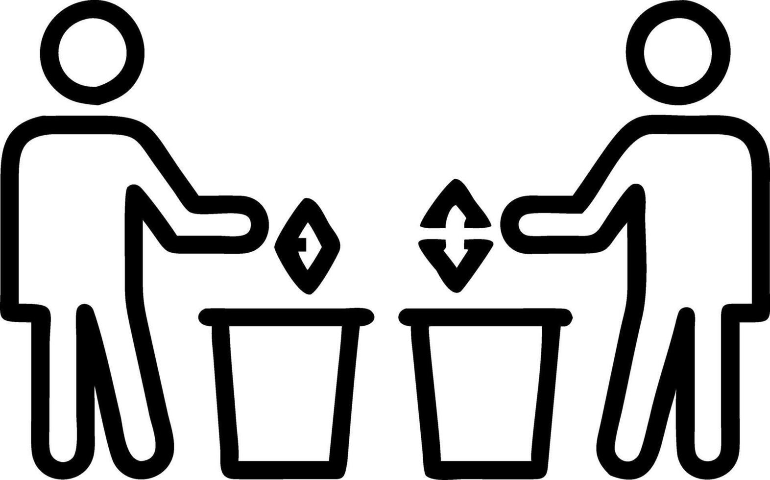 Team sorting paper and plastic waste into bins symbolizing office sustainability vector
