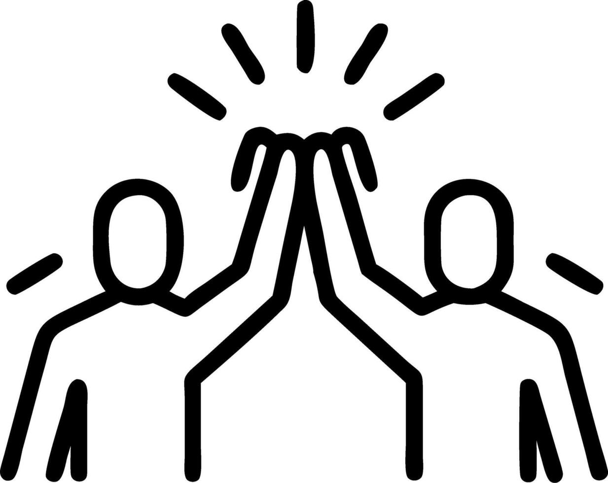 Team celebrating financial milestone with a high five vector