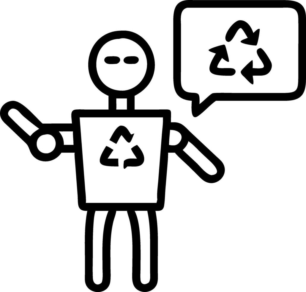 Teacher educating students on recycling robotics vector