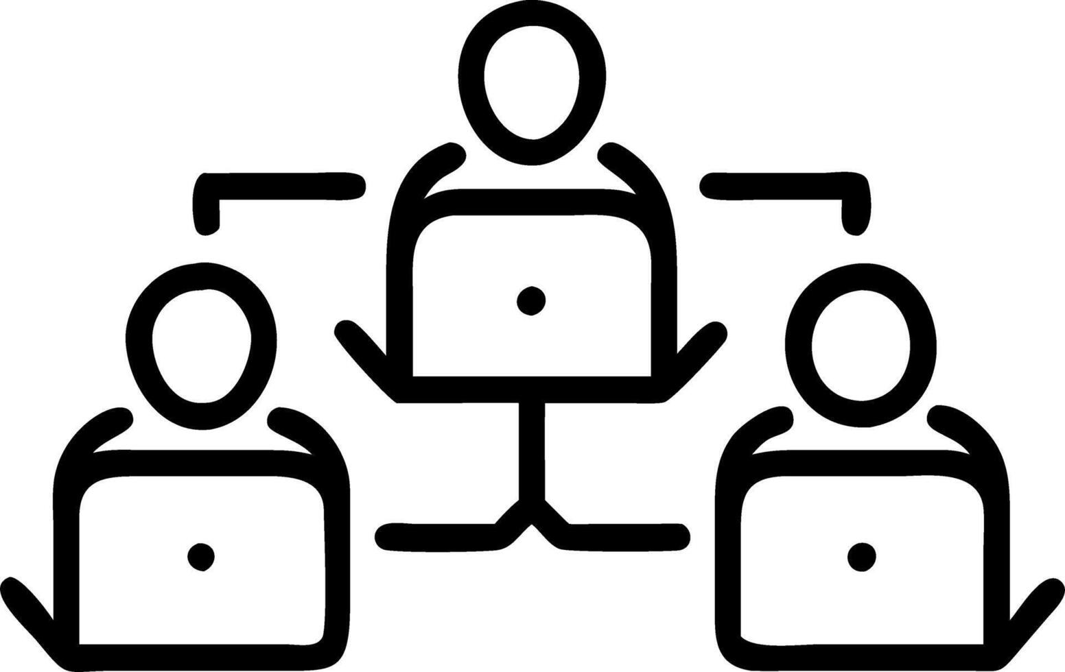 Startup team collaborating on laptops in co working space soft abstract background copy space below. Set 3 vector