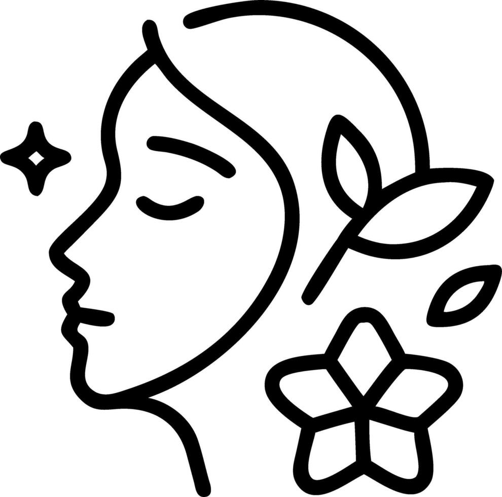 Soft abstract image of a woman receiving a facial treatment with floral elements copy space above vector