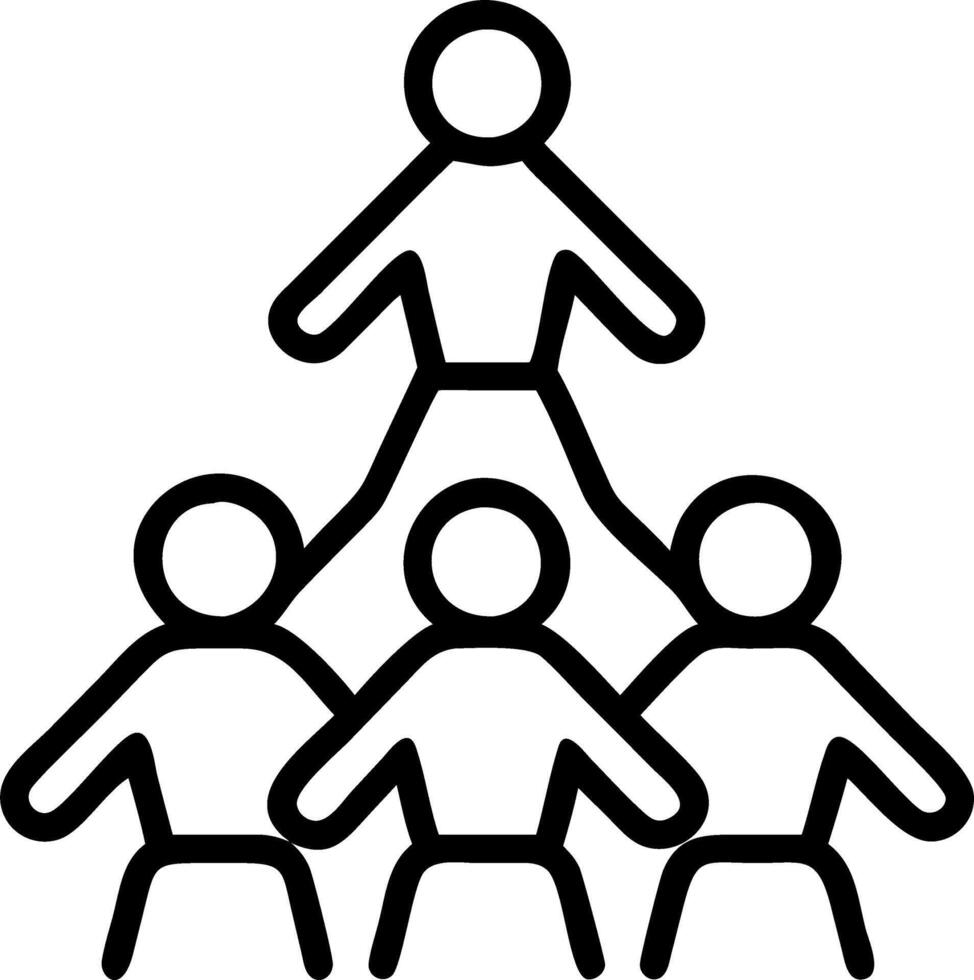 Soft abstract image of group forming a human pyramid with blue sky background copy space above vector