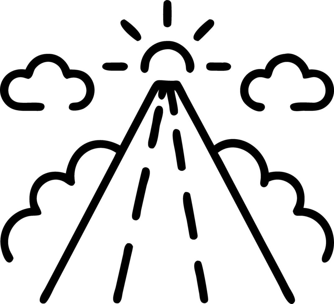 Soft abstract image of light beams forming a pathway into the clouds with copy space below vector