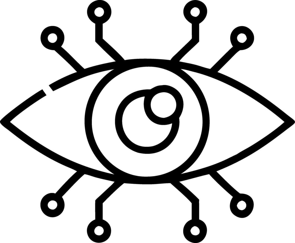Soft abstract digital art of a cybernetic eye with data streams bokeh lights and copy space representing Science Fiction Day vector